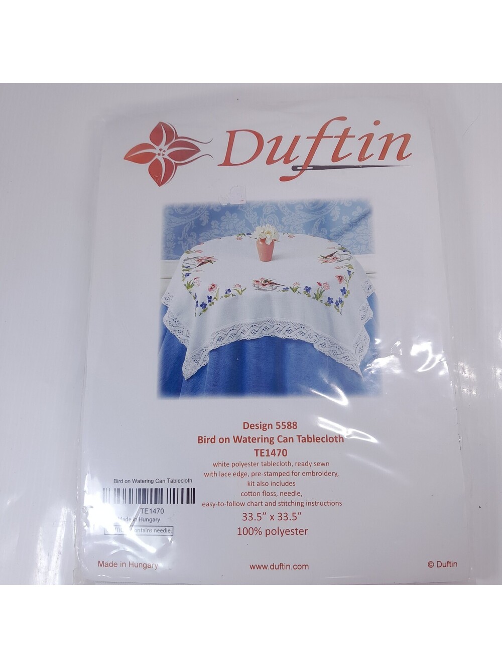 New Duftin embroidery kit tablecloth square 5588 Bird on watering can TE1470